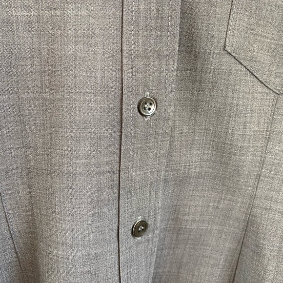 Theory Gray Button Down Collared Shirt 3/4 Sleeve Size Medium - Picture 4 of 8